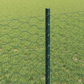 vidaXL Εξωτερική εξάγωνη περίφραξη με στήλη 25 x 0,8 m Πράσινο Δίχτυ