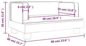 vidaXL Καναπές Παιδικός Μαύρος 60 x 40 x 30 εκ. από Βελούδο