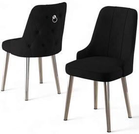 Καρέκλα Newa Babyface (Σετ 4Τμχ) 240CHR1591 46x46x94cm Black-Chrome Metal, Fabric