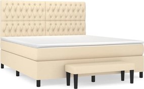 vidaXL Κρεβάτι Boxspring με Στρώμα Κρεμ 180x200 εκ. Υφασμάτινο