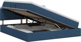 vidaXL LED Κρεβάτι αποθήκευσης με στρώμα Μπλε 180 x 200 cm Ύφασμα