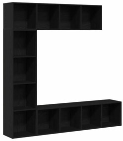 vidaXL Βιβλιοθήκη 3 pcs Μαύρη Οξυά 36 x 30 x 143 cm Επεξεργασμένο ξύλο