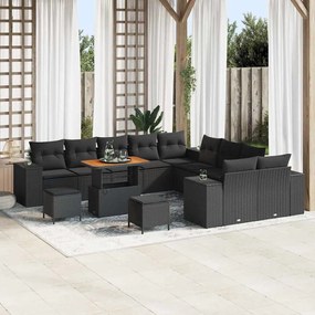 vidaXL Σετ Καναπέ Κήπου Ρυθμιζόμενο ύψος 13 pcs Μαύρο συνθετικό ρατάν