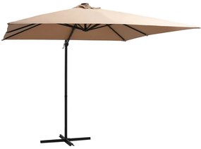 vidaXL Ομπρέλα Κήπου Κρεμ. Taupe 250x250εκ. με Ατσάλινο Ιστό&amp;LED