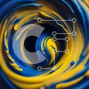 Intra Συλλεκτικό Ξύλινο Παζλ Plywood 4mm - Δονούμενο και τολμηρό μπλε και κίτρινο χρώμα Swirl Vortex Σε Ξύλινο Κουτί - Διαστάσεις Puzzle: 10x10 cm – 25 κομμάτια