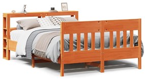 vidaXL Σκελετός Κρεβ. Χωρίς Στρώμα Καφέ Κεριού 135x190 εκ Μασίφ Πεύκο