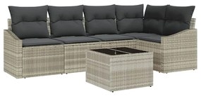 vidaXL Σετ Καναπέ με μαξιλάρι 6 pcs Ανοιχτό γκρι συνθετικό ρατάν