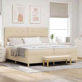 vidaXL Κρεβάτι με ελατήρια με στρώμα Κρεμ 200 x 200 cm ύφασμα