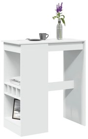 Τραπέζι Μπαρ με Ράφια Λευκό 90x47,5x103,5 εκ. Επεξεργ. Ξύλο