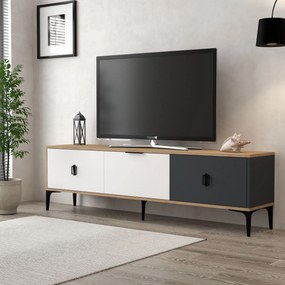 Έπιπλο Τηλεόρασης Δρυς / Λευκό / Ανθρακί GRICRO 180x35x18