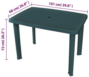 vidaXL Τραπέζι Κήπου Πράσινο 101 x 68 x 72 εκ. Πλαστικό