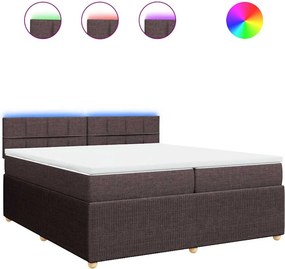 vidaXL Κρεβάτι Boxspring με Στρώμα Σκούρο Καφέ 200x200 εκ. Υφασμάτινο