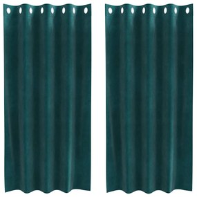 vidaXL Κουρτίνες 2 pcs Σκούρο Πράσινο 140 x 175 cm Βελούδο