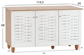 παπουτσοθήκη MCKENNA Ξύλινη με 3 πόρτες Sonama - Λευκό 114,5x34x68Υ εκ. 114.5x34x68 εκ.