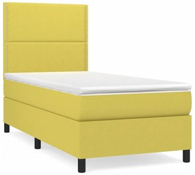 Κρεβάτι Boxspring με Στρώμα Πράσινο 100 x 200 εκ. Υφασμάτινο - Πράσινο