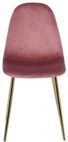 Καρέκλα CELINA Μεταλλική Χρυσό, Velure Antique Pink 45x54x85cm (Σετ 4 ΤΕΜ)