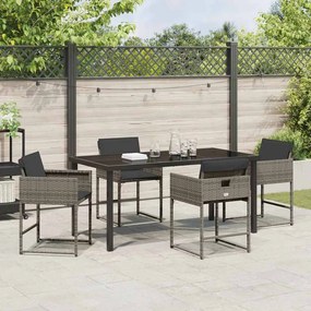 vidaXL Σέτ φαγητού για κήπο με μαξιλάρι 5 pcs Γκρι Πολυ ράταν