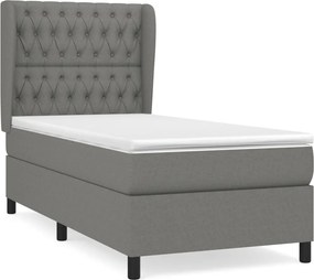 vidaXL Κρεβάτι Boxspring με Στρώμα Σκούρο Γκρι 100x200 εκ. Υφασμάτινο