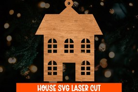 Σετ των 3 Intra απο ξύλο plywood 3mm-4mm πάχος Χριστουγεννιάτικο Στολίδι Κτίριο κομμένο Δίασταση 8x8 cm INTRAFABR-108110447