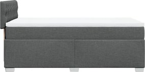 vidaXL Κρεβάτι Boxspring με Στρώμα Σκούρο Γκρι 90x200 εκ. Υφασμάτινο