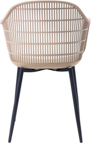 BERRY Πολυθρόνα Μέταλλο Βαφή Μαύρο, PP-UV Tortora   6τμχ