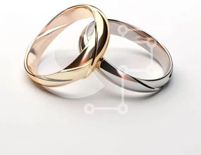 Σετ των 2 Intra Συλλεκτικό Ξύλινο Παζλ Plywood 4mm - Χρυσές και ασημένιες βέρες σε άσπρο φόντο Σε Ξύλινο Κουτί - Διαστάσεις: 10x10 cm – 25 κομμάτια