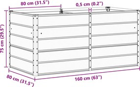 vidaXL Γλάστρα Ανοιχτό γκρι 160 x 80 x 75 cm Ατσάλι