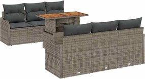 vidaXL Σετ Καναπέ Κήπου με αποθήκευση 7 pcs Γκρι Πολυ ράταν