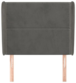 Κεφαλάρι με Πτερύγια Σκούρο Γκρι 93 x 23 x 118/128εκ.Βελούδινο - Γκρι