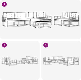 vidaXL Σειρά Καναπέ Εξωτερικού με μαξιλάρι 6 pcs Λευκό και Κρεμ