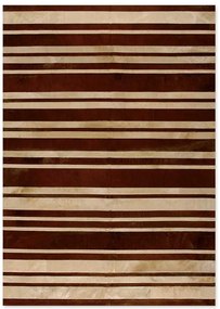 Δερμάτινο Χειροποίητο Χαλί Skin Stripes Brown-Beige