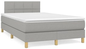 vidaXL Κρεβάτι Boxspring με Στρώμα &amp; LED Αν.Γκρι 120x190εκ. Υφασμάτινο