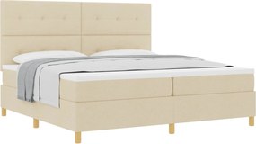vidaXL Κρεβάτι με ελατήρια με στρώμα Κρεμ 200 x 200 cm ύφασμα