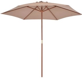 vidaXL Ομπρέλα Κήπου Χρώμα Taupe 270 εκ. με Ξύλινο Ιστό