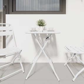 vidaXL Πτυσσόμενο τραπέζι κήπου  Λευκό 55x55x73 εκ. από ατσάλι