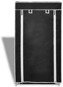 Παπουτσοθήκη με Κάλυμμα Μαύρη 58 x 28 x 106 εκ. Υφασμάτινη