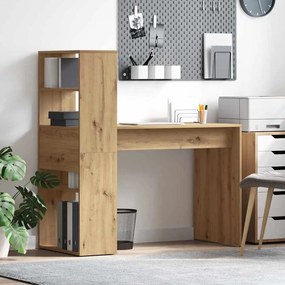 vidaXL Γραφείο με Αποθήκευση Καρυδιά 113x54x120 εκ. Φτιαγμένο από Μηχανικά Ξύλο