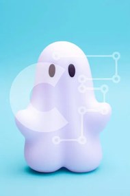 Intra Συλλεκτικό Ξύλινο Παζλ Plywood 4mm - Λευκό παιχνίδι φάντασμα σε μπλε φόντο Σε Ξύλινο Κουτί - Διαστάσεις Puzzle: 10x10 cm – 25 κομμάτια