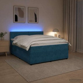 vidaXL Κρεβάτι box spring με στρώμα Μπλε 160 x 200 cm Βελούδο