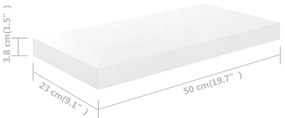 Ράφια Τοίχου Γυαλιστερά Άσπρα 2 Τεμάχια 50x23x3,8 εκ. MDF - Λευκό