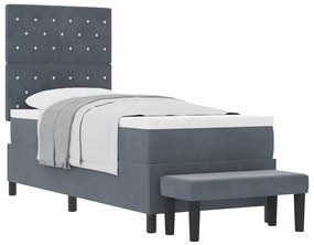vidaXL Κρεβάτι με ελατήρια με στρώμα Σκούρο γκρι 80 x 200 cm Βελούδο