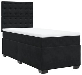 vidaXL Κρεβάτι Boxspring με Στρώμα Μαύρο 90x200 εκ. Βελούδινο