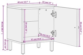 ΚΟΜΟΔΙΝΟ ΜΑΥΡΟ 40 X 33 X 46 ΕΚ. ΑΠΟ ΜΑΣΙΦ ΞΥΛΟ ΜΑΝΓΚΟ 356815