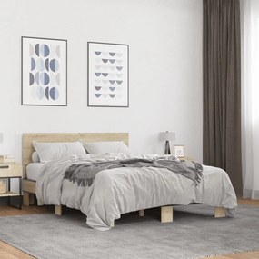 vidaXL Πλαίσιο Κρεβατιού Sonoma Δρυς 140x190 εκ. Επεξ. Ξύλο &amp; Μέταλλο