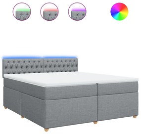 vidaXL Κρεβάτι Boxspring με Στρώμα Ανοιχτό Γκρι 200x200 εκ. Υφασμάτινο