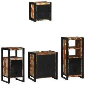 vidaXL Σετ Επίπλων Μπάνιου 4 pcs Πολύχρωμο Στερεό ανακτημένο ξύλο