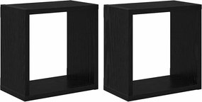 vidaXL Ράφια Τοίχου με ράφι Επιτοίχιο Μαύρη Οξυά Επεξεργασμένο ξύλο