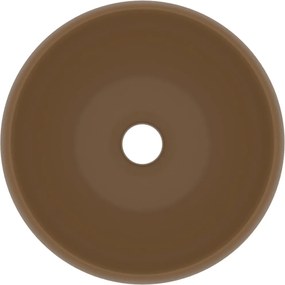 vidaXL Νιπτήρας Πολυτελής Στρογγυλός Κρεμ Ματ 40 x 15 εκ. Κεραμικός