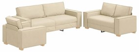 vidaXL Σετ Καναπέ με μαξιλάρι 3 pcs Κρεμ 220 x 78 x 84 εκ. ύφασμα