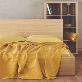 Κουβέρτα Coen 28 Waffle Yellow Kentia Υπέρδιπλο 230x240cm 100% Βαμβάκι